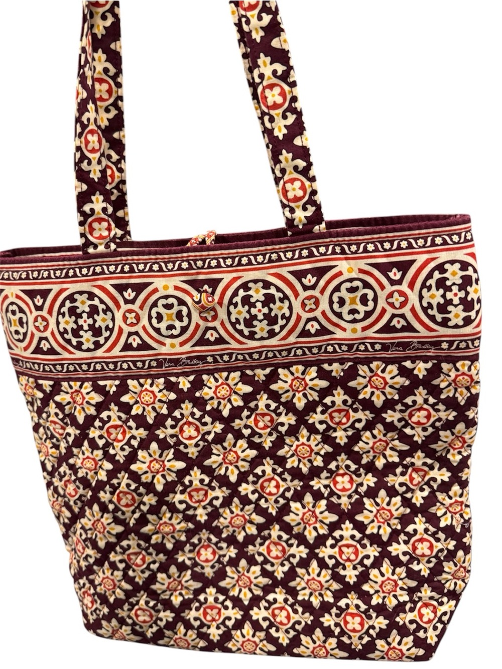 Vera Bradley 2 PIECE Quilted  Red Chinoiserie Medallion Tote Bag /Large Wallet